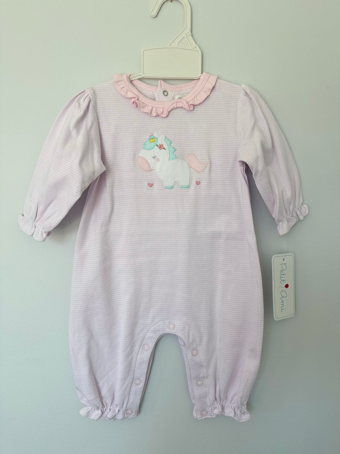 Pink Unicorn Appliqued Romper