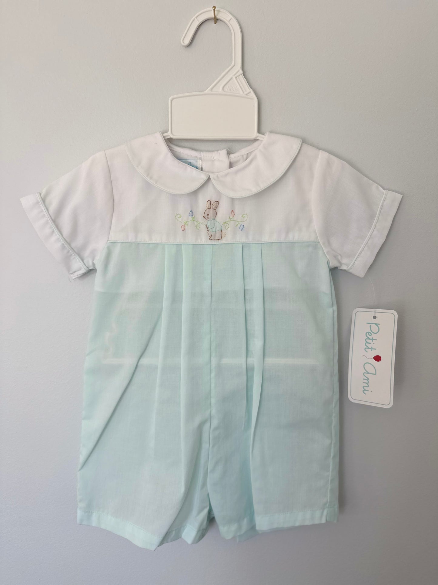 Shadow Stich Embroidered Bunny Easter Romper
