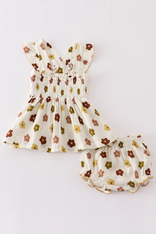 Muslin Floral Smocked Set