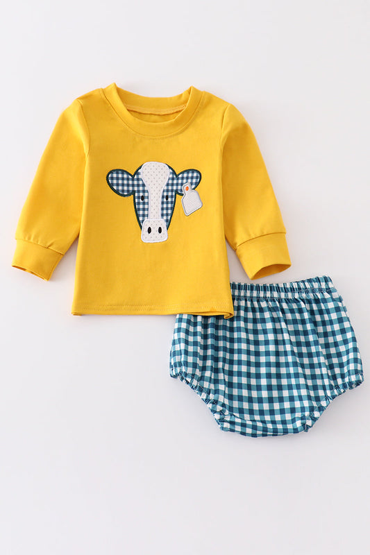 Long Sleeve Mustard Cow Set